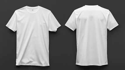T-shirt mockup. White blank t-shirt front and back views , isolated backgrounds