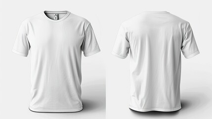 T-shirt mockup. White blank t-shirt front and back views , isolated backgrounds