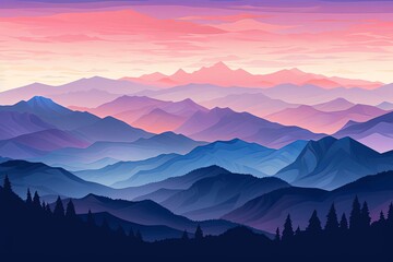 Majestic Mountain Range Gradients: Highland Vista Palette Displayed