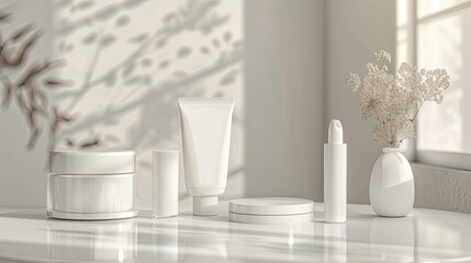3d white and clean mock up cosmetic product isolated backgrouds