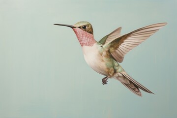 Close up on pale hummingbird animal flying.