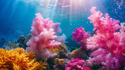 Fototapeta na wymiar a vibrant underwater world with a variety of colorful fish and corals