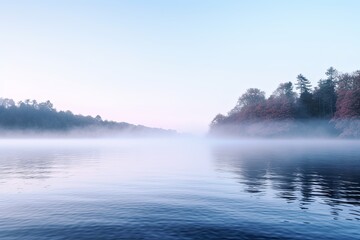 Fototapeta na wymiar Morning Mist: Gradient Textures of Lake Serenity