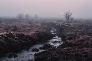 Fototapeta premium Mysterious Foggy Moor Gradients: Subdued Natural Palette