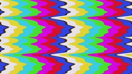 Old television color bars with static texture glitch and chromatic aberration effects
