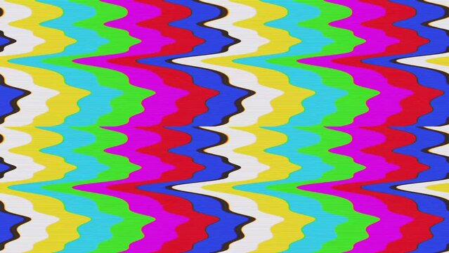 Old television color bars with static texture glitch and chromatic aberration effects