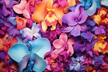 Vibrant Orchid Bloom Color Gradients - Stunning Floral Collage Showcase