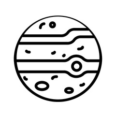 Vector black line icon for Mars