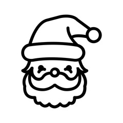 Vector black line icon for Santa clause