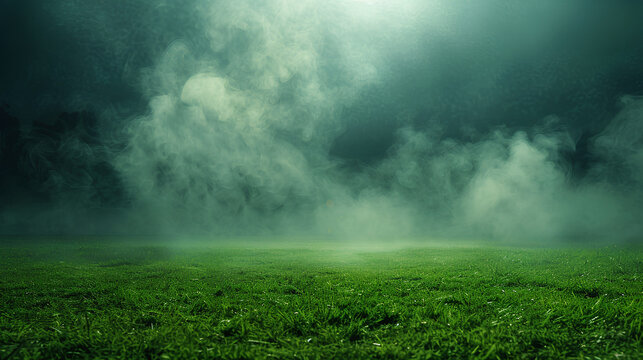 Smoke green background dark ground light smell toxic black bad fog stadium stink mist. Background green grass smoke cloud fart soccer night field dust poison potion floating sport transparent dirty - Powered by Adobe