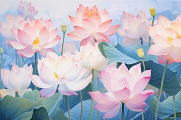 Serene Lotus Pond Gradients: Tranquil Aquatic Bloom Hues