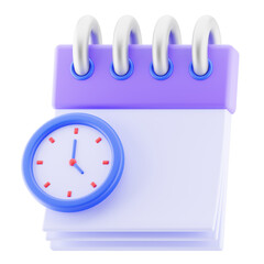 Obraz premium Time management, reminder, agenda concept. calendar, clock 3d isolated icon. 3d render illustration.