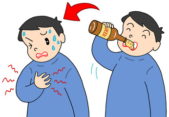 病気・疾病のイラスト - 急性アルコール中毒・アルコールアレルギー