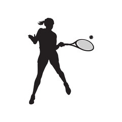 Man tennis player vector silhouette isolated on white background. Sport tennis silhouette isolated. Man recreation after work, anti stress therapy