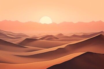 Fototapeta na wymiar Sun-Kissed Sahara Dunes: Twilight Desert Shades and Gradients