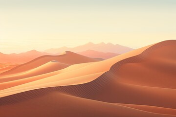 Fototapeta na wymiar Sun-Kissed Sahara Dunes: Twilight Desert Shades and Gentle Gradients