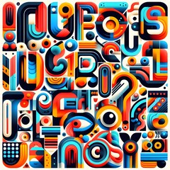 Fototapeta premium Vibrant Abstract Objects Colorful Alphabet Letters Collection for Creative Projects