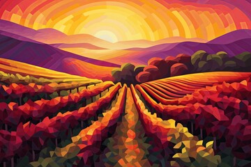 Vineyard Gold Spectrum: Sunset Over Vineyard Gradients