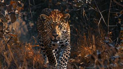 leopard on the way of jungle