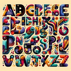 Vibrant Abstract Objects Colorful Alphabet Letters Collection for Creative Projects