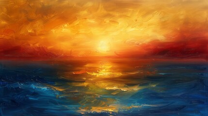 A beautiful, abstract textured background of the evening sunset sky over the ocean, originally painted in oil on canvas.