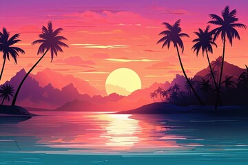 Fototapeta na wymiar Tropical Island Sunset Gradients - Spectacular Tropical Seascape Blend