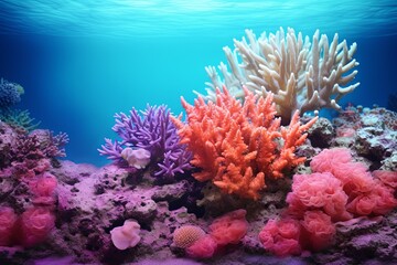 Fototapeta na wymiar Underwater Coral Reef Gradients: Aquatic Hues Blending Elegance