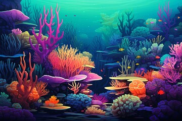 Fototapeta na wymiar Colorful Reef Spectrum: Underwater Coral Reef Gradients
