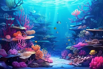 Fototapeta na wymiar Colorful Underwater Coral Reef Gradients - Dive into the Vibrant Underwater World