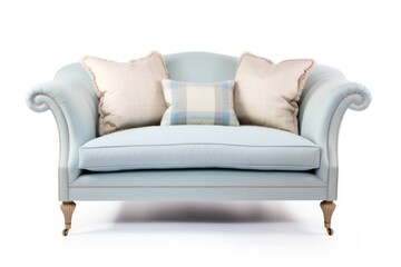The light blue and light beige cottage couch pillow chair furniture.