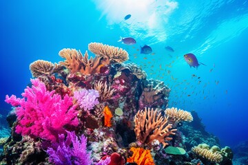 Fototapeta na wymiar Vibrant Underwater Coral Reef Gradients - Mesmerizing Ocean Colors