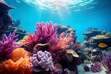 Colorful Coral Reef Gradients: Vibrant Ecosystem Colors Below the Waves