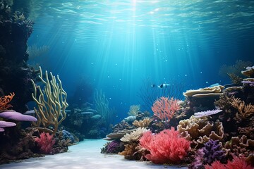 Naklejka premium Colorful Underwater Coral Reef Gradients: Tropical Dreamscapes