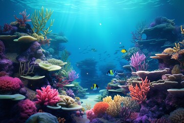 Naklejka na ściany i meble Underwater Coral Reef Gradients: Vibrant Seabed Spectrum Vision