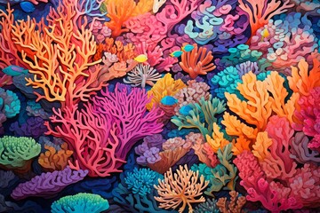 Vibrant Coral Mosaic: Underwater Coral Reef Gradients