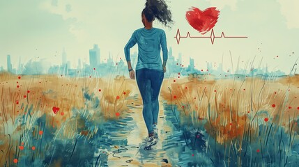 People are jogging and have an elevated heart rate indicating good health. - obrazy, fototapety, plakaty