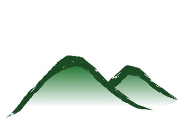 墨タッチの山の手描きのイラスト