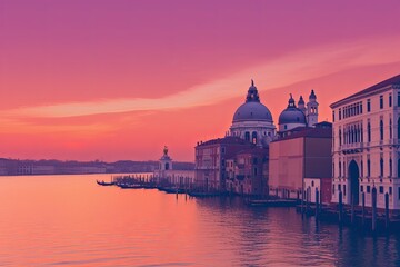 Fototapeta na wymiar Venetian Sunset Gradients: Soft Dusk Light Blend Artwork Display