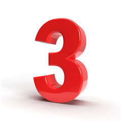 Naklejka premium 3 number 3d red