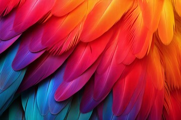 Vibrant Parrot Feather Gradients: Tropical Bird Hue Blend in Full Display