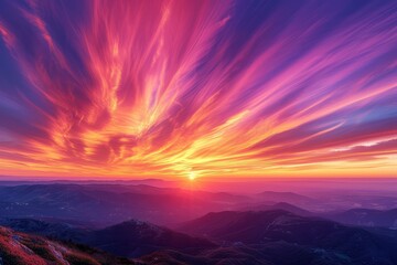 b'A vivid sunset sky with vibrant colors'