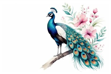 Fototapeta premium peacock isolated on white background