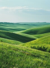 b'Green rolling hills under blue sky'