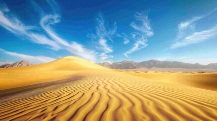Fototapeta na wymiar Golden sand dunes under a clear blue sky