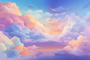Fototapeta premium Whimsical Rainbow Cloud Gradients: A Dreamy Sky Design
