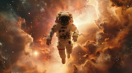 b'Astronaut in orange nebula'