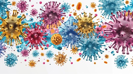 Multi-colored virus germs indicate the condition of the body being infected with disease.
