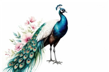 Fototapeta premium peacock isolated on white background