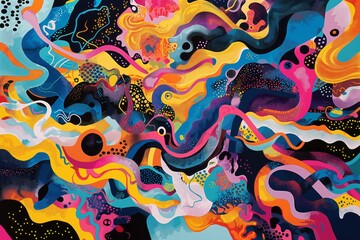 Vibrant Psychedelic Artwork with Abstract Patterns