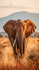 b'Elephant walking in the savanna'